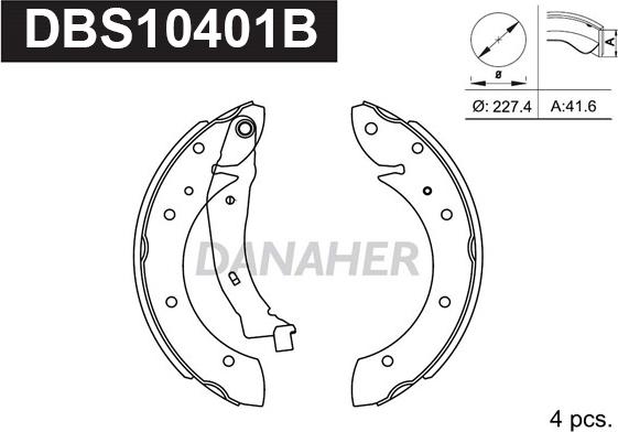 Danaher DBS10401B - Комплект тормозных колодок, барабанные autosila-amz.com