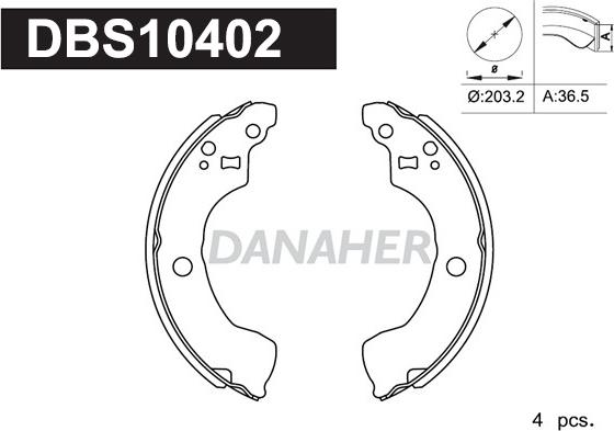 Danaher DBS10402 - Комплект тормозных колодок, барабанные autosila-amz.com