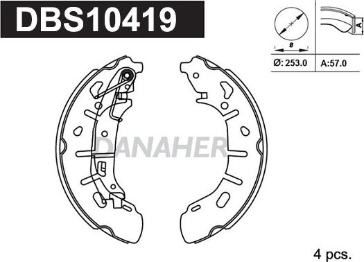 Danaher DBS10419 - Комплект тормозных колодок, барабанные autosila-amz.com