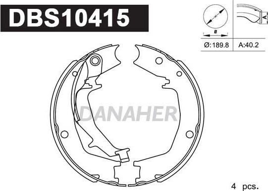 Danaher DBS10415 - Комплект тормозов, ручник, парковка autosila-amz.com