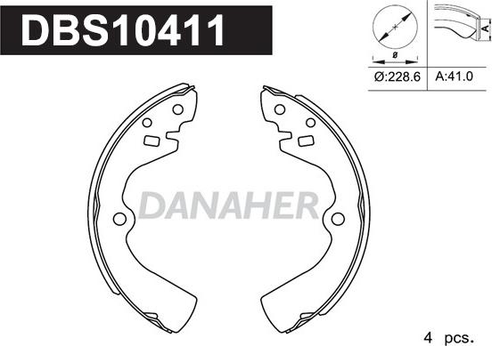 Danaher DBS10411 - Комплект тормозных колодок, барабанные autosila-amz.com