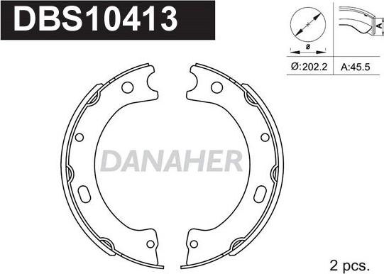 Danaher DBS10413 - Комплект тормозов, ручник, парковка autosila-amz.com