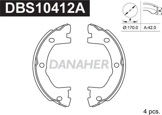 Danaher DBS10412A - Комплект тормозов, ручник, парковка autosila-amz.com