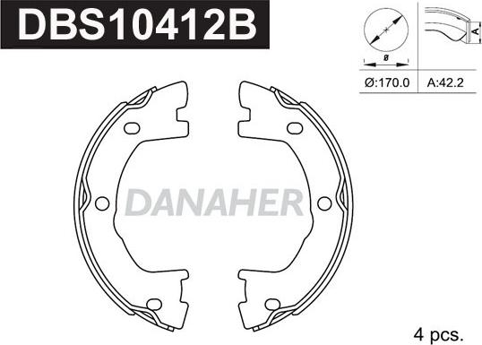 Danaher DBS10412B - Комплект тормозов, ручник, парковка autosila-amz.com