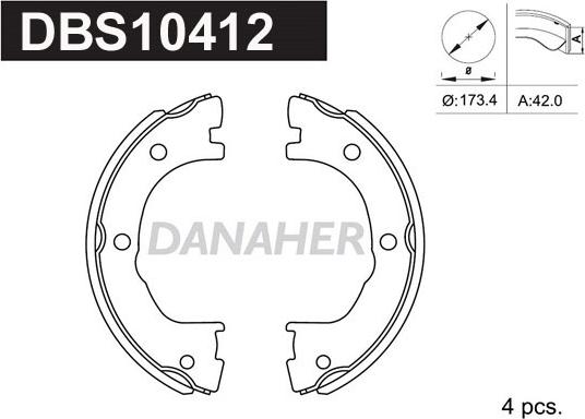 Danaher DBS10412 - Комплект тормозов, ручник, парковка autosila-amz.com