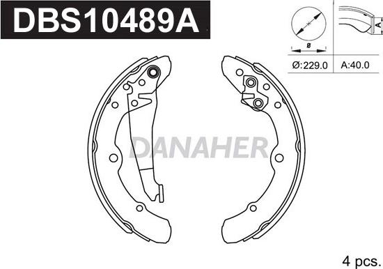 Danaher DBS10489A - Комплект тормозных колодок, барабанные autosila-amz.com