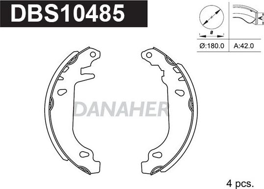 Danaher DBS10485 - Комплект тормозных колодок, барабанные autosila-amz.com