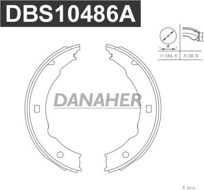Danaher DBS10486A - Комплект тормозов, ручник, парковка autosila-amz.com