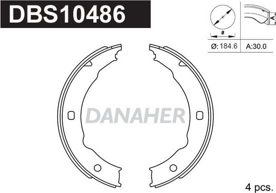 Danaher DBS10486 - Комплект тормозов, ручник, парковка autosila-amz.com