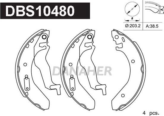 Danaher DBS10480 - Комплект тормозных колодок, барабанные autosila-amz.com