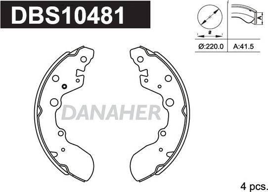 Danaher DBS10481 - Комплект тормозных колодок, барабанные autosila-amz.com