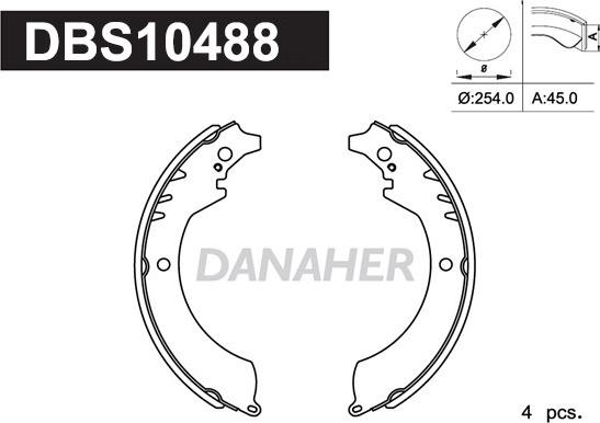 Danaher DBS10488 - Комплект тормозных колодок, барабанные autosila-amz.com