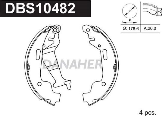 Danaher DBS10482 - Комплект тормозных колодок, барабанные autosila-amz.com