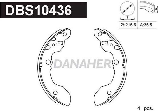 Danaher DBS10436 - Комплект тормозных колодок, барабанные autosila-amz.com