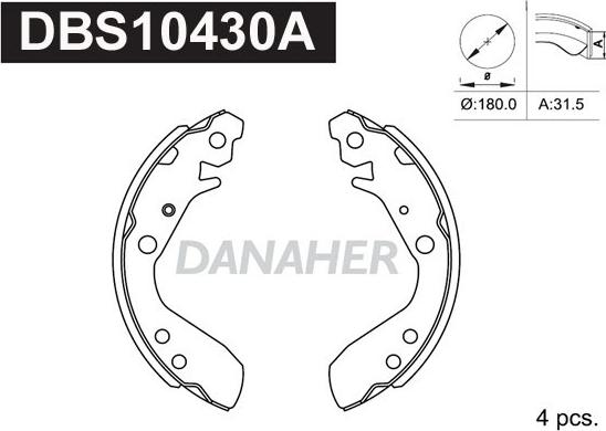 Danaher DBS10430A - Комплект тормозных колодок, барабанные autosila-amz.com