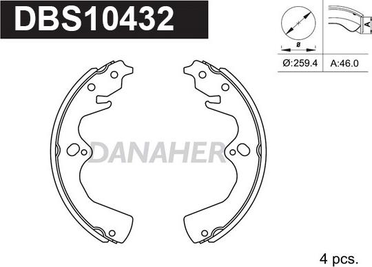 Danaher DBS10432 - Комплект тормозных колодок, барабанные autosila-amz.com