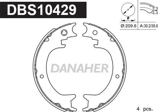 Danaher DBS10429 - Комплект тормозов, ручник, парковка autosila-amz.com