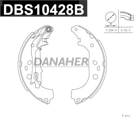 Danaher DBS10428B - Комплект тормозных колодок, барабанные autosila-amz.com