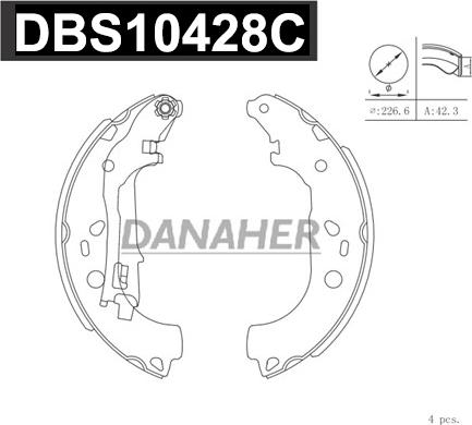 Danaher DBS10428C - Комплект тормозных колодок, барабанные autosila-amz.com