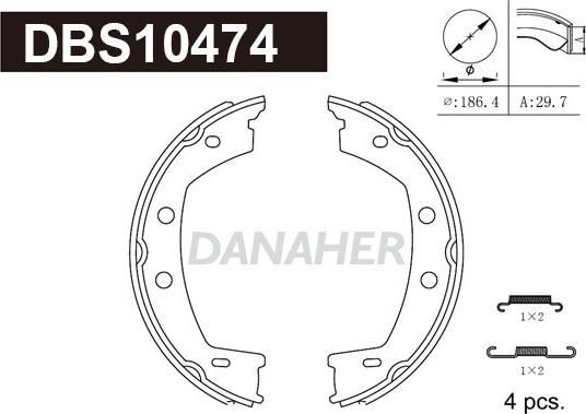 Danaher DBS10474 - Комплект тормозов, ручник, парковка autosila-amz.com