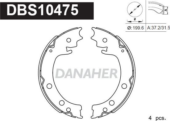 Danaher DBS10475 - Комплект тормозов, ручник, парковка autosila-amz.com