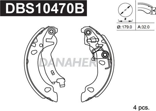 Danaher DBS10470B - Комплект тормозных колодок, барабанные autosila-amz.com