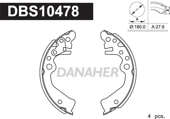 Danaher DBS10478 - Комплект тормозных колодок, барабанные autosila-amz.com