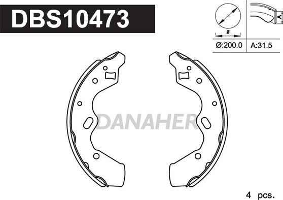Danaher DBS10473 - Комплект тормозных колодок, барабанные autosila-amz.com