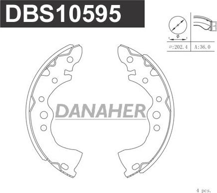 Danaher DBS10595 - Комплект тормозных колодок, барабанные autosila-amz.com