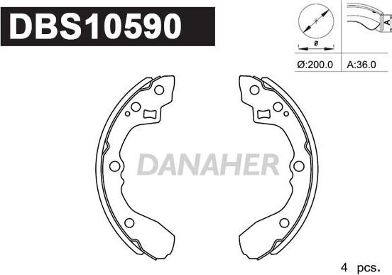Danaher DBS10590 - Комплект тормозных колодок, барабанные autosila-amz.com