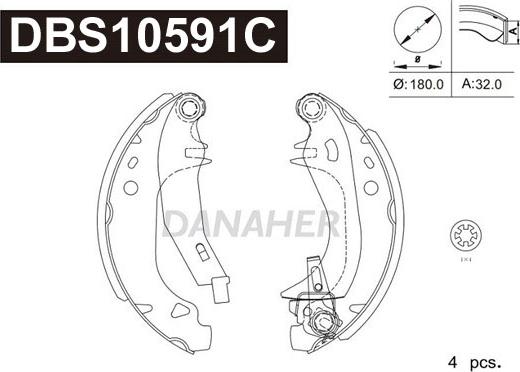 Danaher DBS10591C - Комплект тормозных колодок, барабанные autosila-amz.com