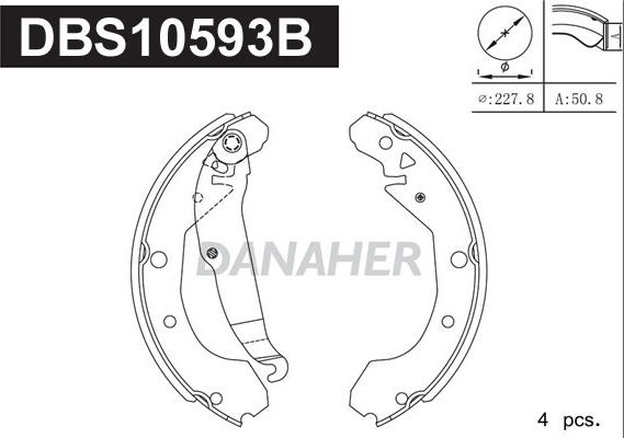 Danaher DBS10593B - Комплект тормозных колодок, барабанные autosila-amz.com