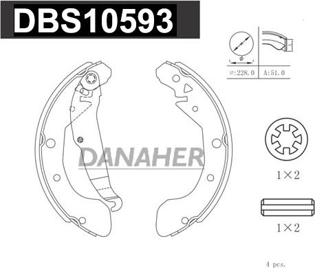 Danaher DBS10593 - Комплект тормозных колодок, барабанные autosila-amz.com