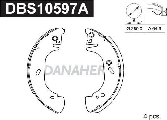 Danaher DBS10597A - Комплект тормозных колодок, барабанные autosila-amz.com