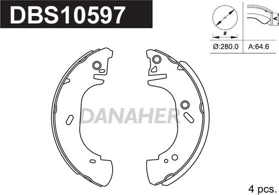 Danaher DBS10597 - Комплект тормозных колодок, барабанные autosila-amz.com