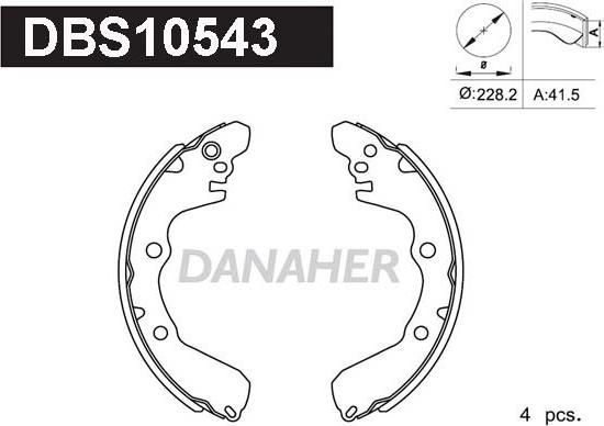 Danaher DBS10543 - Комплект тормозных колодок, барабанные autosila-amz.com