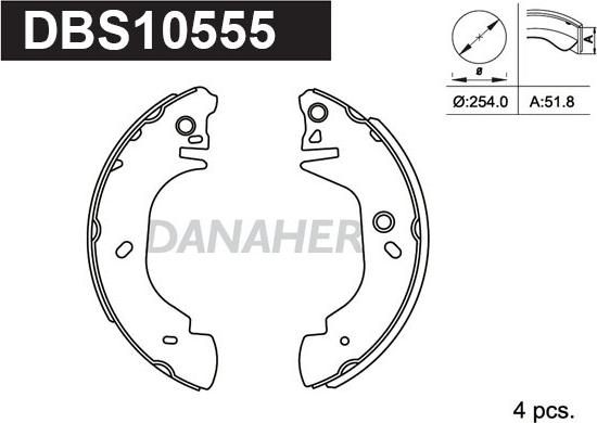 Danaher DBS10555 - Комплект тормозных колодок, барабанные autosila-amz.com