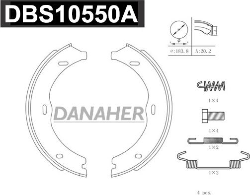 Danaher DBS10550A - Комплект тормозов, ручник, парковка autosila-amz.com