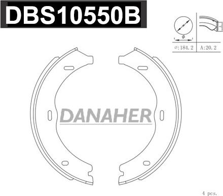 Danaher DBS10550B - Комплект тормозов, ручник, парковка autosila-amz.com