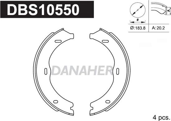 Danaher DBS10550 - Комплект тормозов, ручник, парковка autosila-amz.com