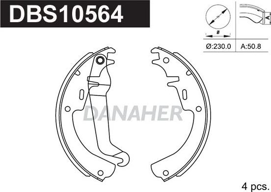 Danaher DBS10564 - Комплект тормозных колодок, барабанные autosila-amz.com