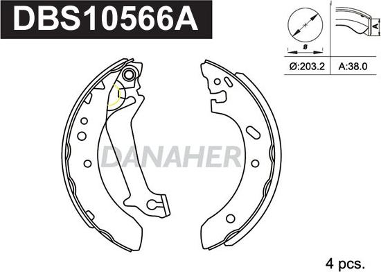 Danaher DBS10566A - Комплект тормозных колодок, барабанные autosila-amz.com