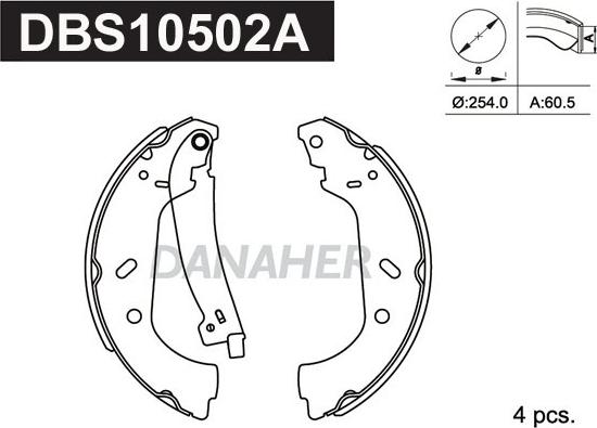 Danaher DBS10502A - Комплект тормозных колодок, барабанные autosila-amz.com