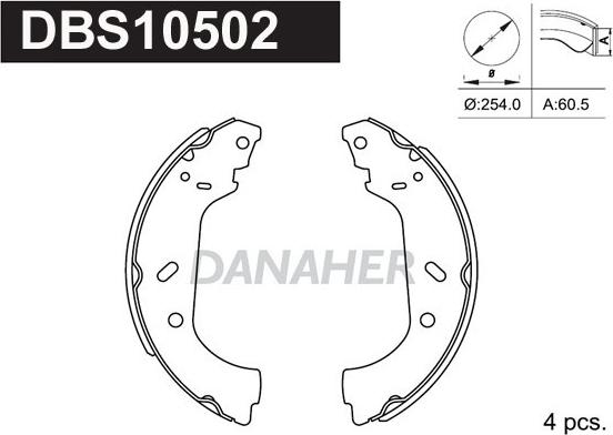 Danaher DBS10502 - Комплект тормозных колодок, барабанные autosila-amz.com