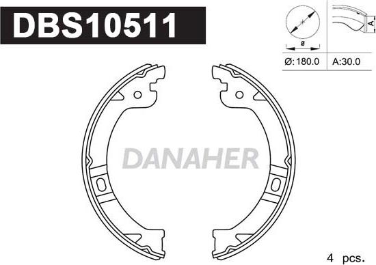Danaher DBS10511 - Комплект тормозов, ручник, парковка autosila-amz.com