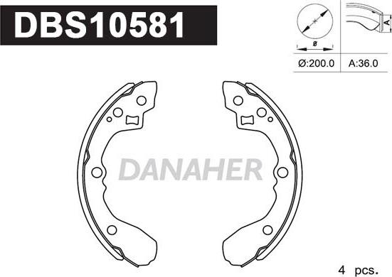 Danaher DBS10581 - Комплект тормозных колодок, барабанные autosila-amz.com