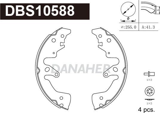 Danaher DBS10588 - Комплект тормозных колодок, барабанные autosila-amz.com