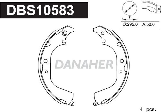 Danaher DBS10583 - Комплект тормозных колодок, барабанные autosila-amz.com