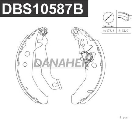 Danaher DBS10587B - Комплект тормозных колодок, барабанные autosila-amz.com
