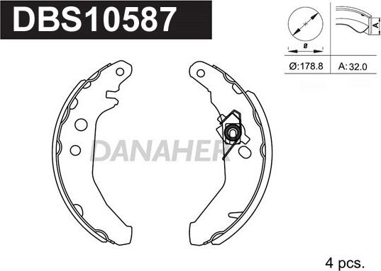 Danaher DBS10587 - Комплект тормозных колодок, барабанные autosila-amz.com